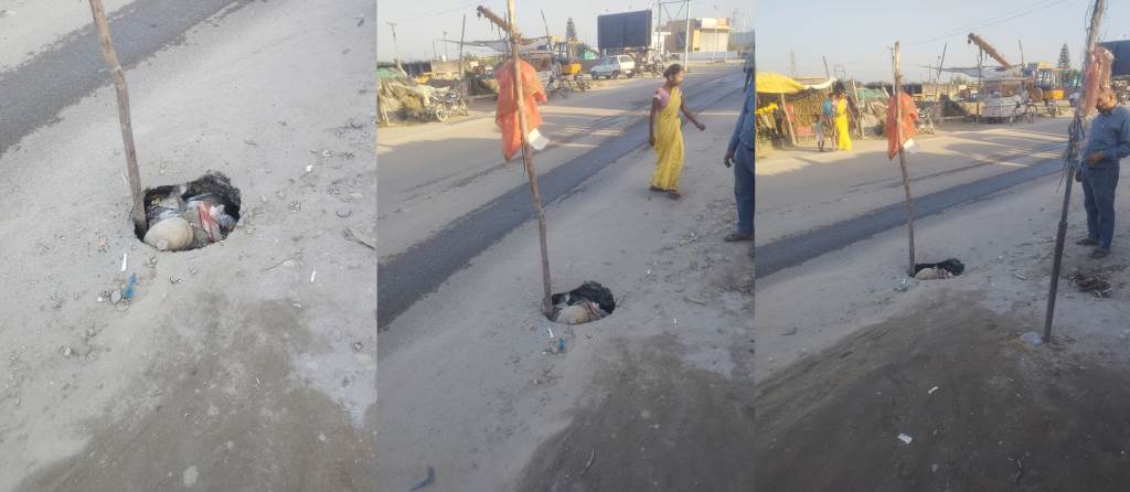 Pothole on Bathus Main Road Causes Growing Difficulties Commuters and Shopkeepers Outraged